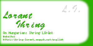 lorant ihring business card