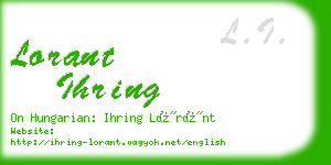 lorant ihring business card